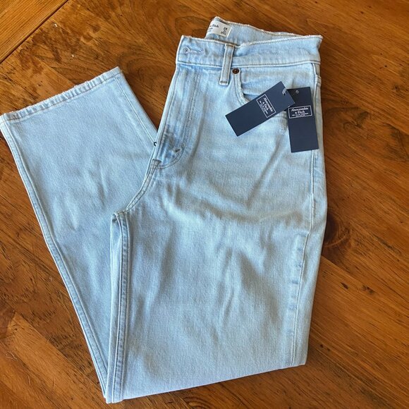 Abercrombie & Fitch The Ankle Straight Ultra High Rise Blue Jeans Sz 26S - Picture 2 of 5